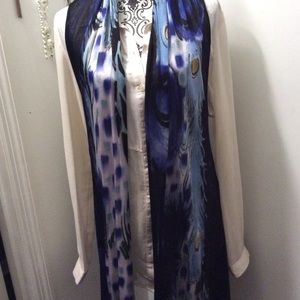 Blue peacock duster vest